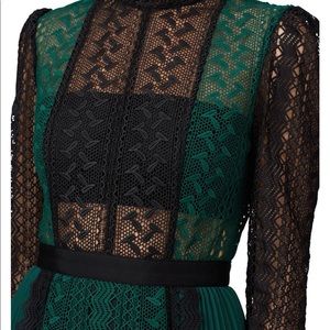 Self Portrait green lace mini dress